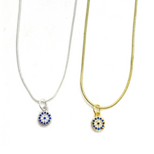 Load image into Gallery viewer, Dainty Blue Crystal Evil Eye Necklace