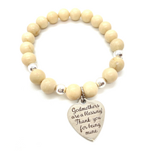 Load image into Gallery viewer, Gemstone &quot;Godmothers are a Blessing&quot; Silver Charm Bracelet