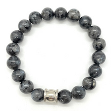 Load image into Gallery viewer, Larvikite Gemstone bracelet with Stainless Steel Accent
