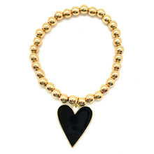 Load image into Gallery viewer, Gold Hematite &amp; Black Heart Charm