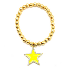 Load image into Gallery viewer, Gold Hematite &amp; Neon Yellow Star Charm