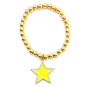 Gold Hematite & Neon Yellow Star Charm