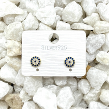 Load image into Gallery viewer, Blue Evil Eye Stud Earrings