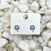 Load image into Gallery viewer, Blue Evil Eye Stud Earrings