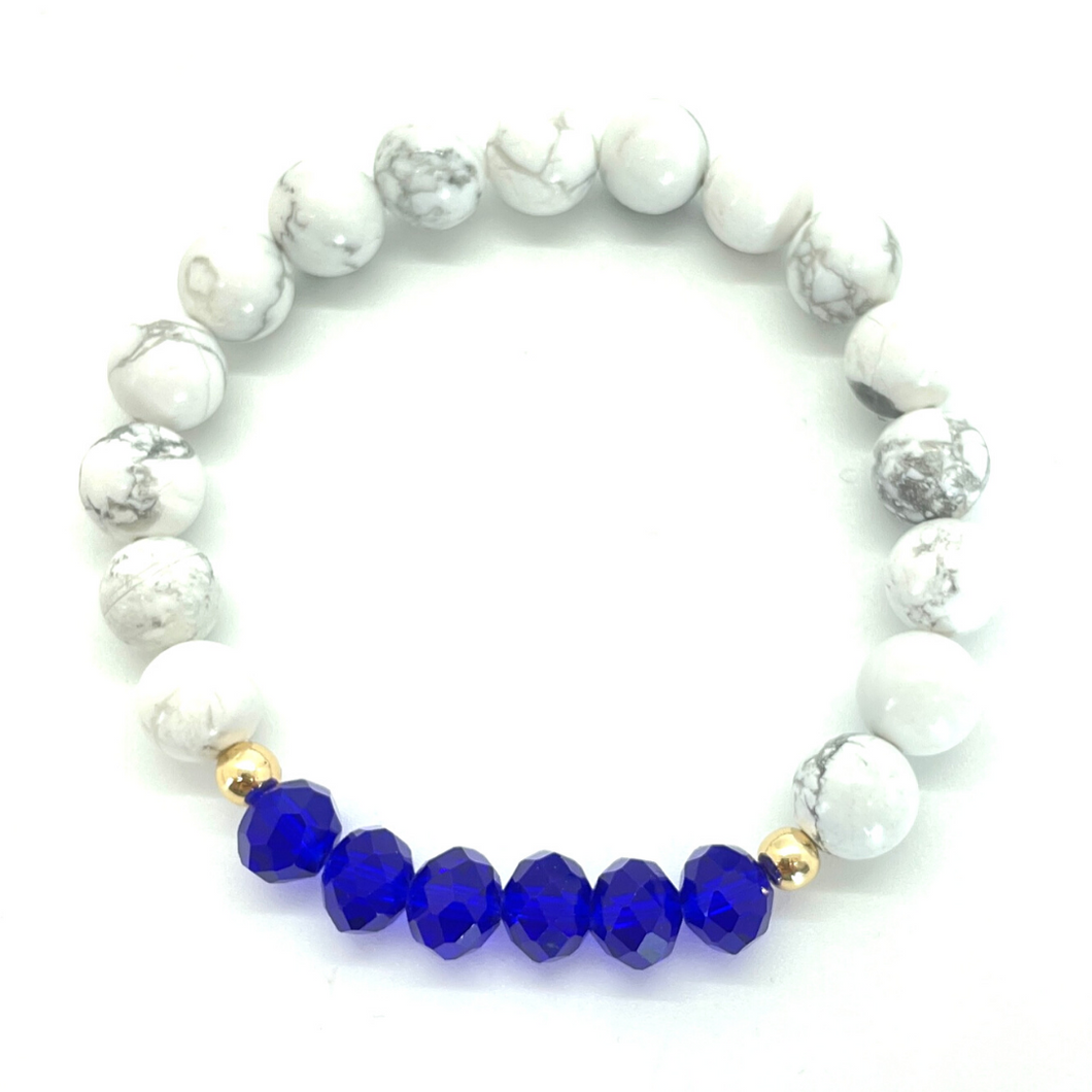 White Howlite & Blue Crystal Gemstone