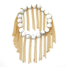 Load image into Gallery viewer, White Howlite with Gold Chain Fringe