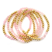 Load image into Gallery viewer, Gold Hematite and Rose Quartz Party Stack