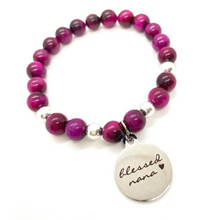 Load image into Gallery viewer, Gemstone &quot;Blessed Nana&quot; Silver Charm Bracelet