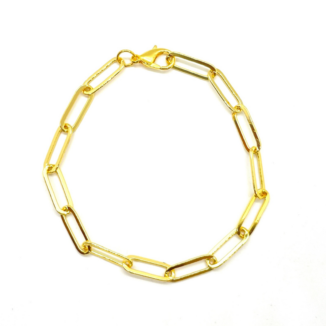 Gold Plated Paperclip Chain Bracelet