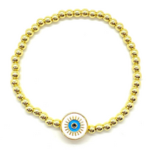 Load image into Gallery viewer, Gold Round Evil Eye Bracelet