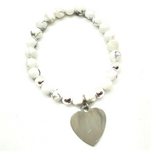 Load image into Gallery viewer, White Howlite Silver Charm Bracelet