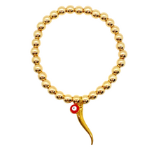 Load image into Gallery viewer, Gold Hematite with Cornicello and Evil Eye (evil eye available in assorted colors)