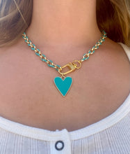 Load image into Gallery viewer, Blue Gold Heart Necklace