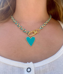 Blue Gold Heart Necklace