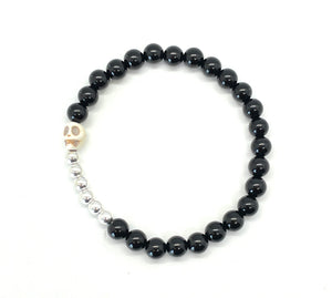 Black Onyx Howlite Skull bracelet