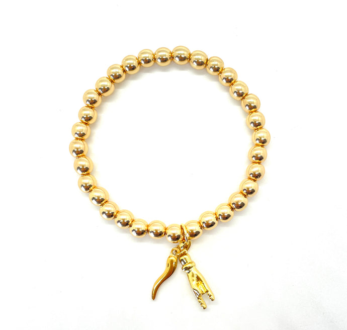 Gold Cornicello and Mano Cornuto