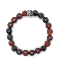 Load image into Gallery viewer, Brown Red Agate Gemstone bracelet with Stainless Steel Accent
