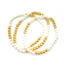Load image into Gallery viewer, Gold Hematite and White Pearl Party Stack
