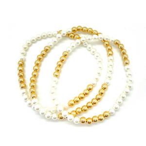 Gold Hematite and White Pearl Party Stack