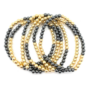 Gold and Gunmetal Silver Hematite Party Stack