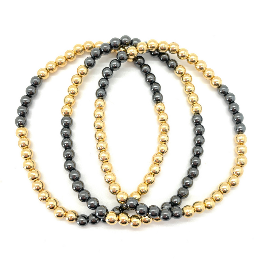 Gold and Gunmetal Silver Hematite Party Stack