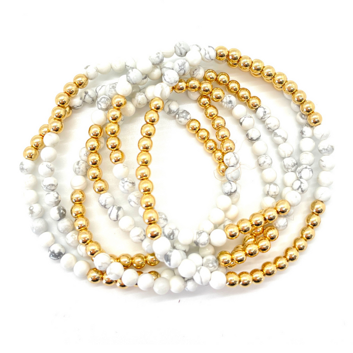 Gold Hematite and White Howlite Party Stack