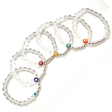 Load image into Gallery viewer, Evil Eye with Clear Quartz and Silver Hematite Beads
