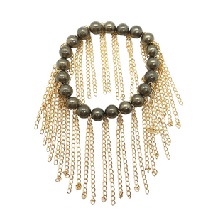 Pyrite with Gold Chain Fringe